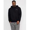 Kapuzensweatshirt "JJECORP LOGO SWEAT HOOD NOOS PLS", Herren, Gr. 6XL, schwarz (schwarz detail:small print, schwarz), angeraute Sweatware, Obermaterial: 70% Baumwolle, 30% Polyester, JACK & JONES PLUSSIZE, bedruckt, modisch, regular fit...