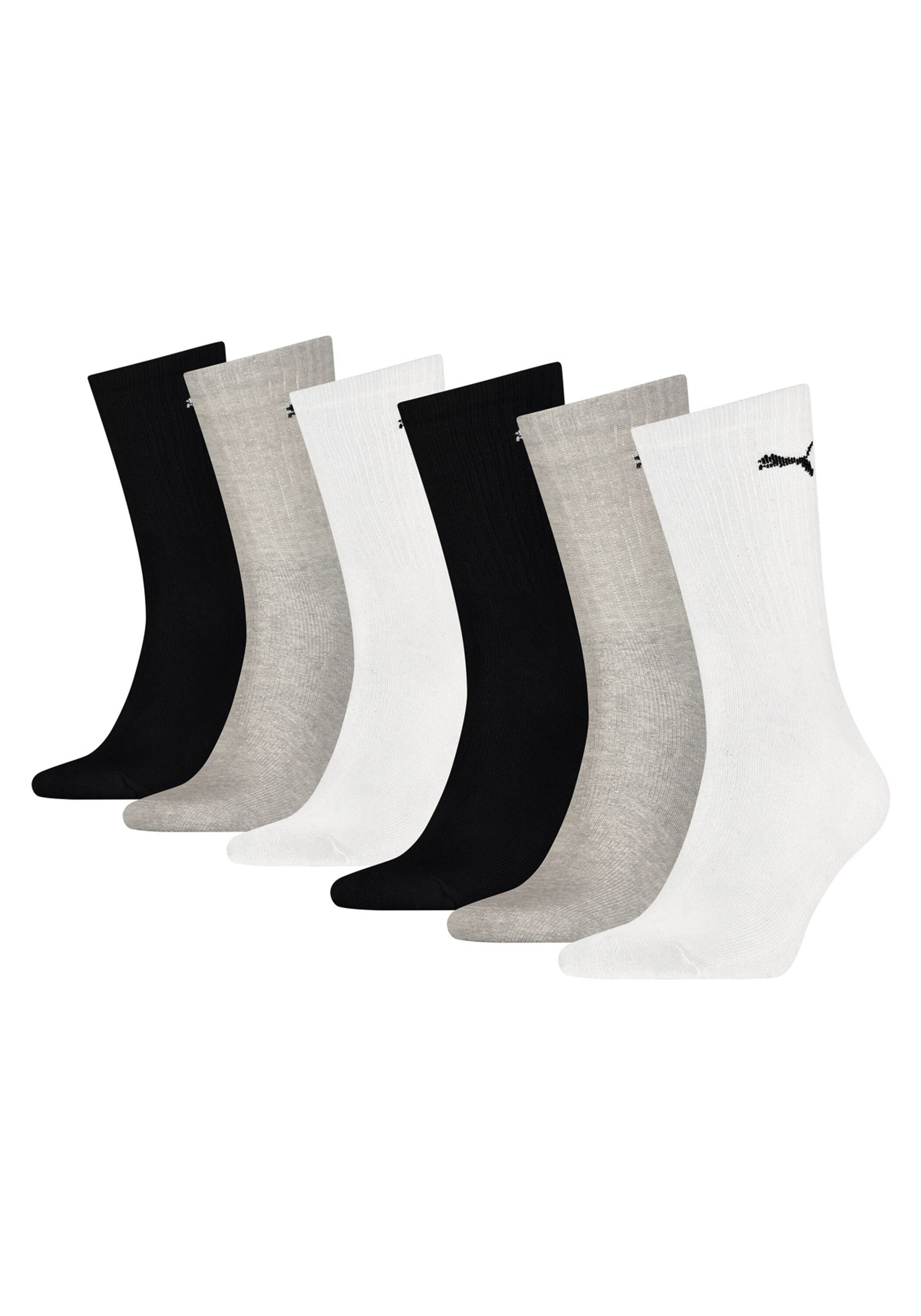Kurzsocken PUMA "Socken 6er Pack", Herren, Gr. 43-46, bunt (schwarz, weiß, grau), Obermaterial: 74% Baumwolle CO. 21% Polyester PES. 3% Polyamid PA. 2% Elasthan EL., Socken