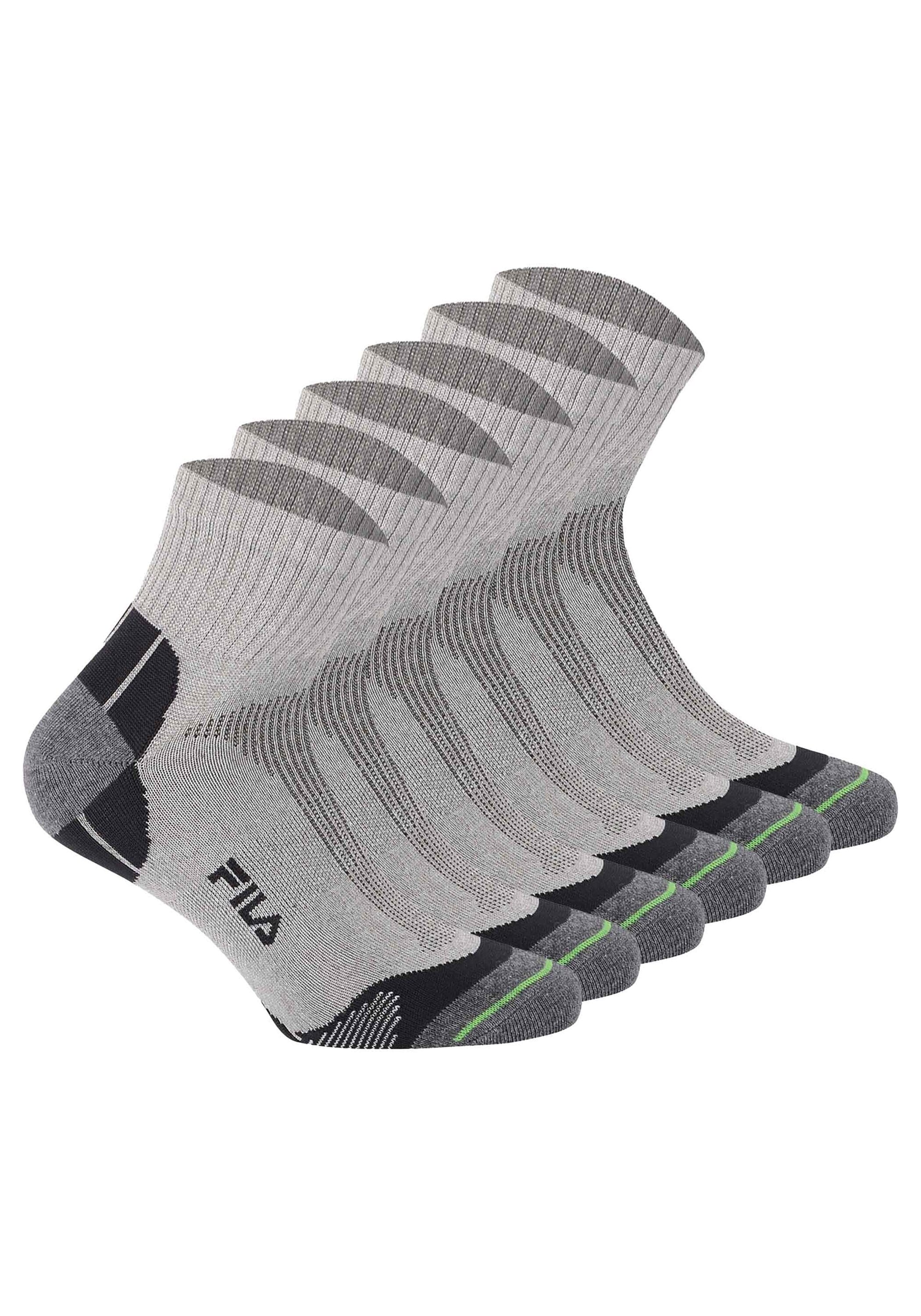 Kurzsocken FILA "Socken FILA QUARTER UNISEX SOCKS MULTISPORT 3P 6er Pack", Herren, Gr. 43-46, grau, Obermaterial: 87% Polyester PES. 10% Baumwolle CO. 3% Elasthan EL., Socken