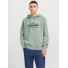 Kapuzensweatshirt JACK & JONES "JJELOGO SWEAT HOOD 2 COL 24/25 NOOS", Herren, Gr. L, grün (iceberg grün detail:melange), angeraute Sweatware, Obermaterial: 70% Baumwolle, 30% Polyester, meliert, bedruckt, modisch, regular fit taillenbedeckt, ohne...