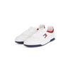 Sneaker TOMMY JEANS "(NEW) TJM CUPSOLE LEATHER ESS", Herren, Gr. 42, bunt (weiß, rot, blau), Leder, Textil, Lederimitat, sportlich, Schuhe, Freizeitschuh, Halbschuh, Schnürschuh im Basket-Look