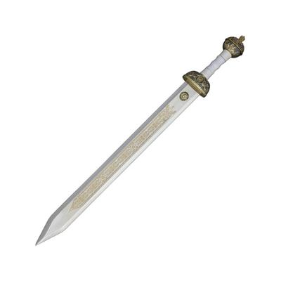 Gladius Gladiator Sword w/ Blade Etching 31.5in Overall 23in Unsharpened Stainless Blade White Wood/Metal Handle 200
