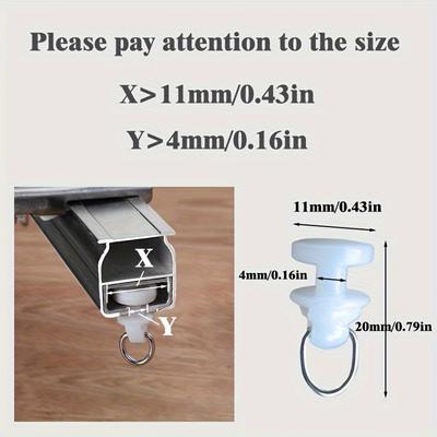 TEMU 50 Pack Of Classic Plastic Window Curtain Hooks With Rollers - Sliding Curtains Image