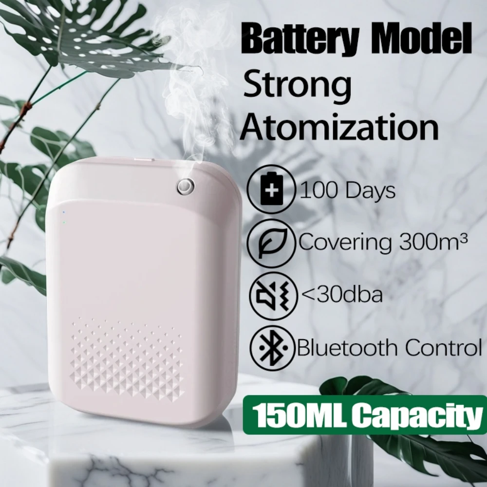 Copertura del diffusore di aromi a batteria 300m3 Diffusore di oli essenziali Macchina per profumi Controllo Bluetooth Purificatore d'aria Uso della fragranza della batteria