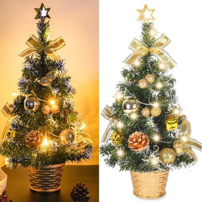 Künstlicher Mini-Weihnachtsbaum, kleiner Weihnachtsbaum mit LED-Lichtern, Mini-Tischbaumdekoration Image