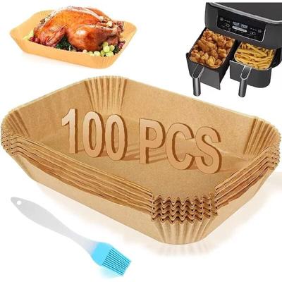 Bluedeer - Backpapier für Heißluftfritteuse, 100 Stück 22x14cm – Rechteckig Airfryer