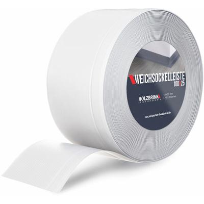 Weichsockelleiste Weiß Knickleiste ohne Klebestreifen, Material: pvc, 100x25mm, 10 Meter - Weiß