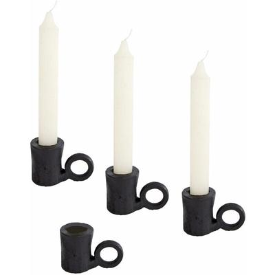 Eleganter Deko Kerzenhalter ca. 4,5 cm im 4er Set aus Metall in schwarz mit Griff - für Stabkerzen Image