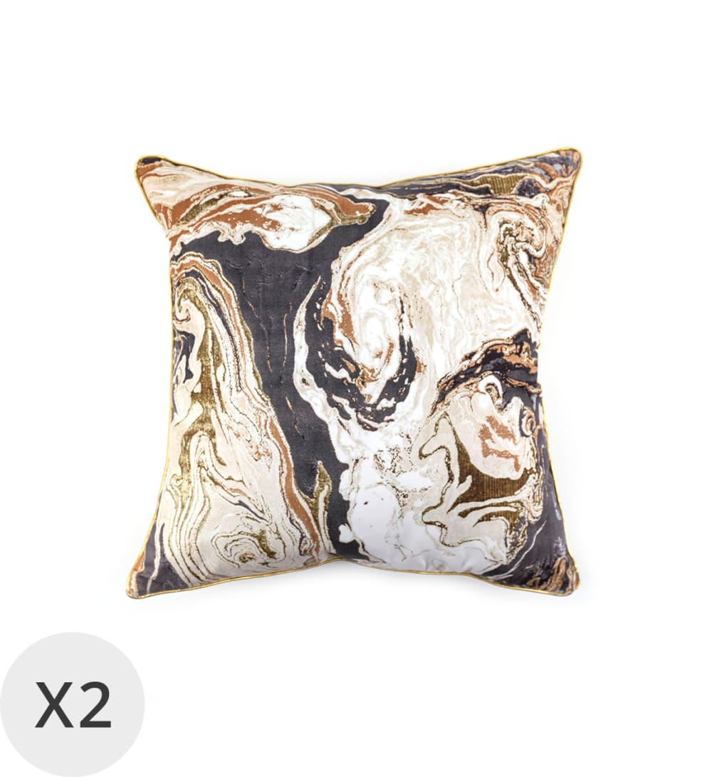 Set di 2 cuscini stampa ad acqua 45 x 45 cm