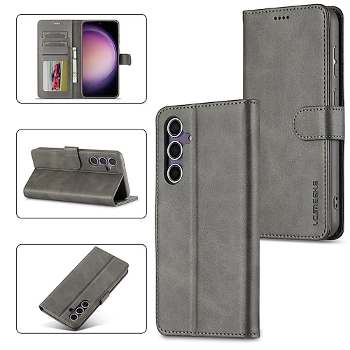 Handy Hülle Handyhüllen Für Samsung Galaxy S25 S24 S24 FE S23 S22 S21 Ultra Plus S20 Flip-Cover Mit Ständer Magnetisch Kartenfach Retro TPU PU-Leder Image