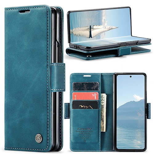 Handy Hülle Handyhüllen Für Samsung Galaxy Z Fold 7 Z Fold 6 Z Fold 5 Z Fold 4 Flip-Cover Mit Ständer Magnetisch Kartenfach Retro TPU PU-Leder Image