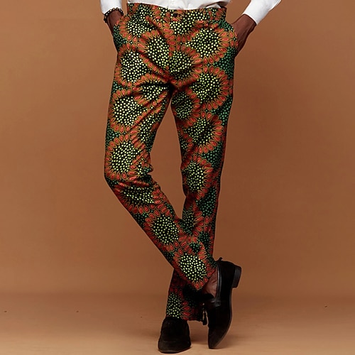 Herren Punkte Anzughosen Mittlere Taillenlinie Vintage Brautkleider schlicht Outdoor Urlaub Heim Zip Tasche Sommer Frühling Herbst 3D-Druck Grün Image