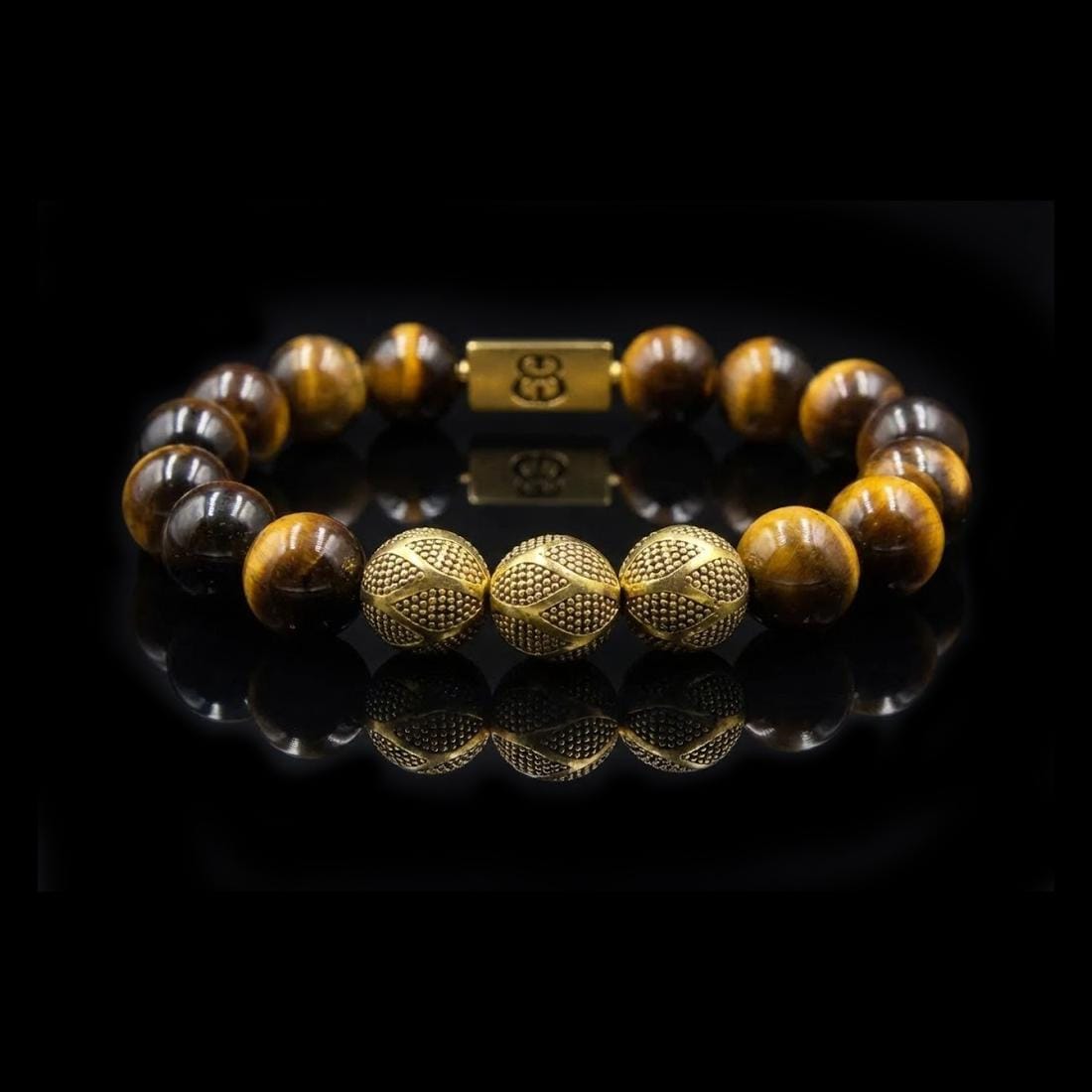 Bracciale con perline in occhio di tigre e oro, bracciale da uomo, bracciale da uomo in oro, bracciale in occhio di tigre di grado AA, bracciale da uo