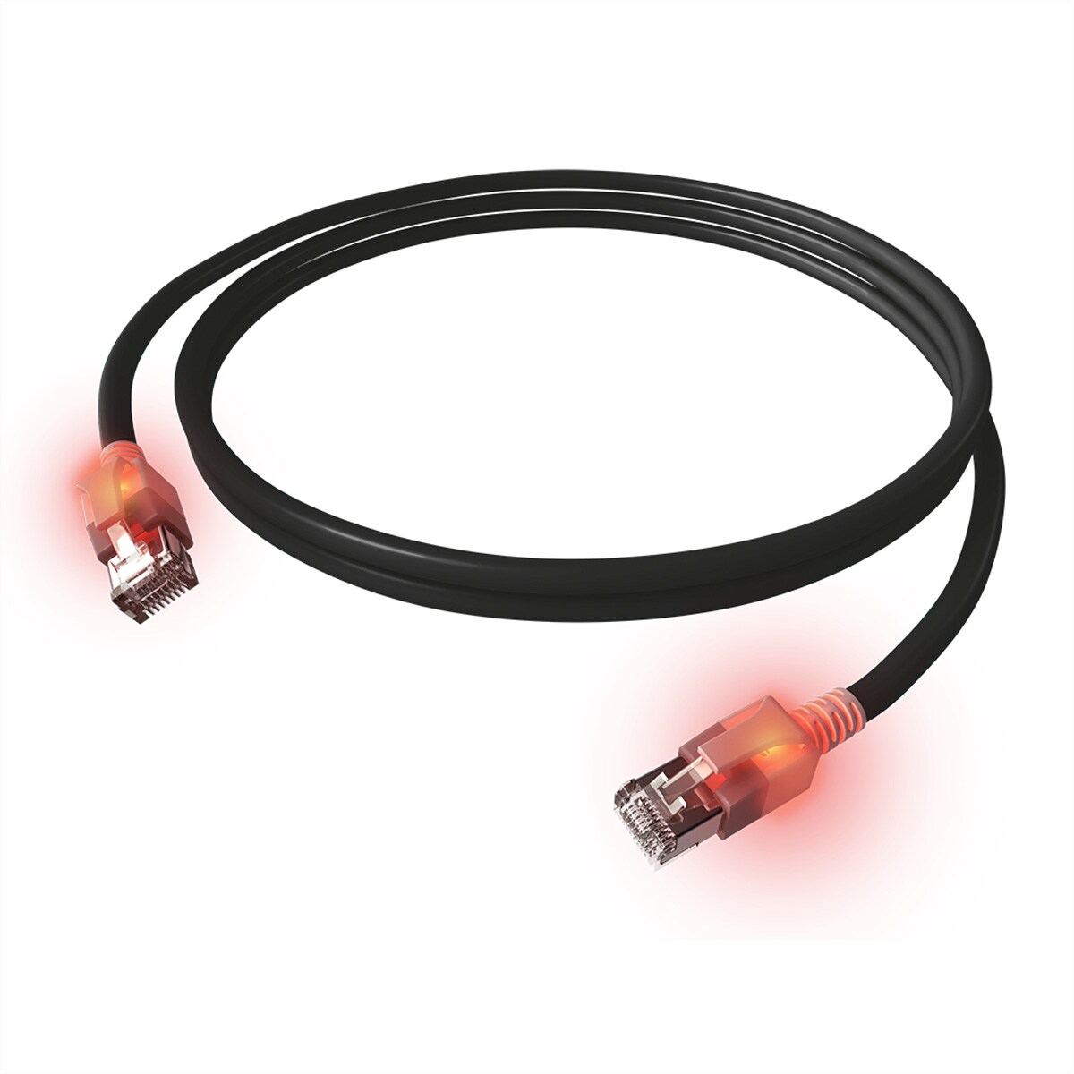 EasyLan DualBoot LED Patchkabel RJ45 S/FTP Cat.6A (Class EA), mit saCon Stecker, LSOH, schwarz, 1,5 m Image