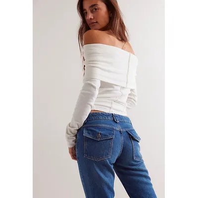 We The Free Flora Low-Rise Bootcut Jeans at Free People in Bourbon Blue, Size: 30 S