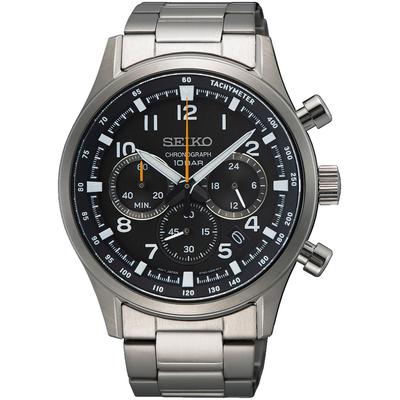 Chronograph SEIKO, silber (silberfarben), Armbanduhren, Herren, Quarzuhr, Armbanduhr, Herrenuhr, Edelstahlarmband, Datum,Stoppfunktion Image