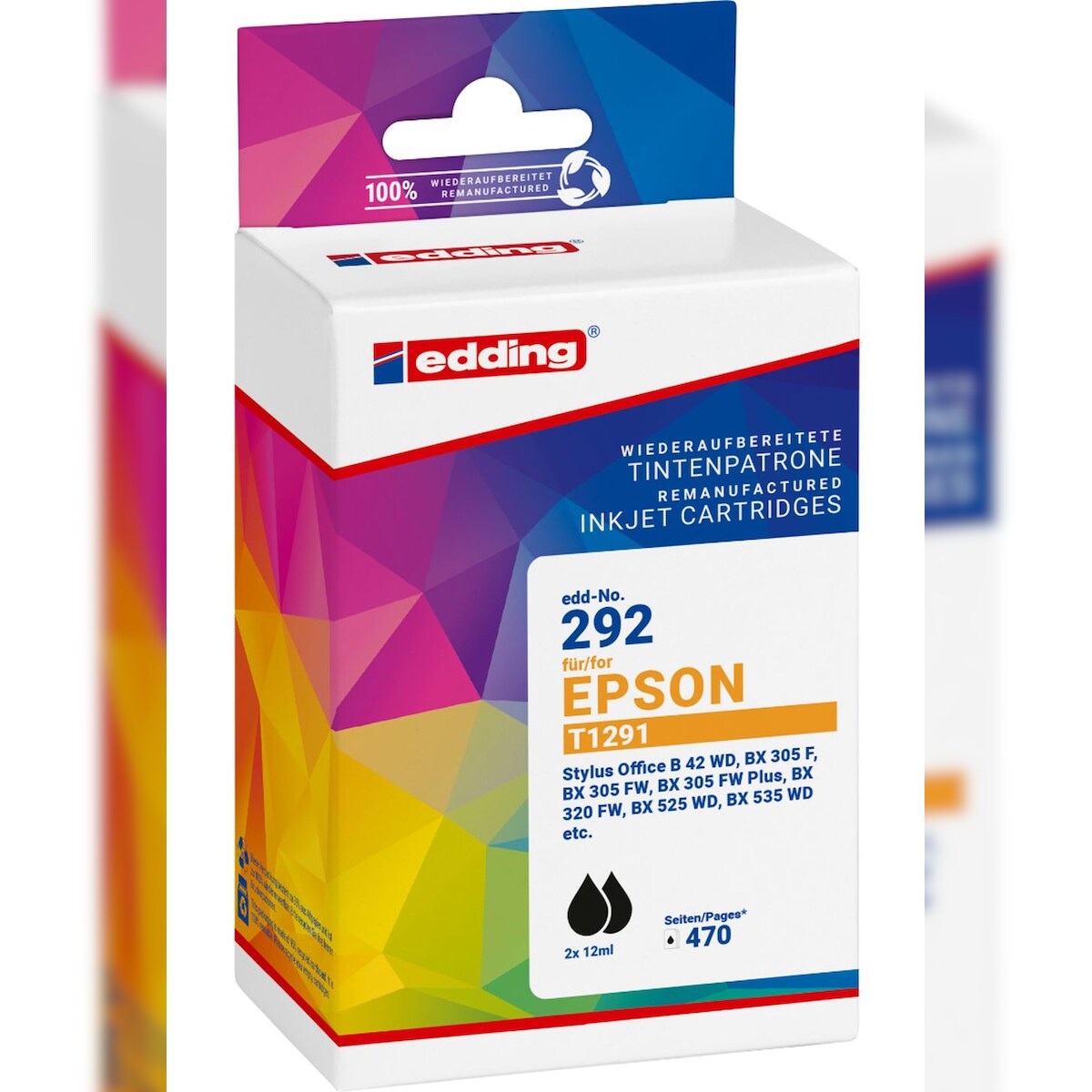 edding Tintenpatrone ersetzt Epson T1291 black Doppelpack Image