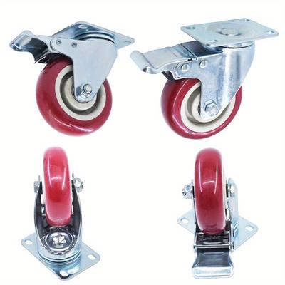 TEMU 4 , 4 Duty Casters Locking Casters For Casters (red)