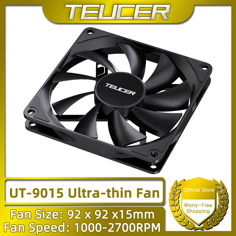 TEUCER UT-9015 92mm 12V 4Pin PWM 1000-2700RPM ventilateur Ultra-fin pour boîtiers ATX et refroidisseurs de processeur