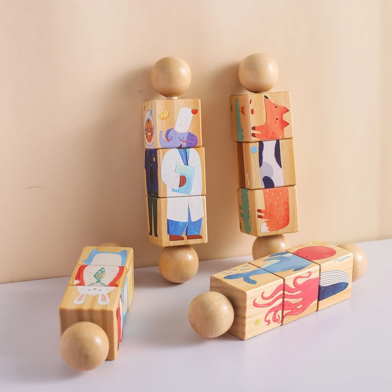 1pc Baby Holz Montessori Spielzeug Hand Glocke Spielzeug Entwickeln Hand-auf Fähigkeit Spielzeug Kinder Tier Puzzle Klassische Pädagogisches spielzeug Kind Geschenk Image