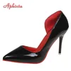 Aphixta 2025 Sommer 10 cm Hohe Stiletto Heels Patent Leder Sandalen Frauen Pumpen Kühlen Spitz Offizielle Schuhe Plus Größe 46