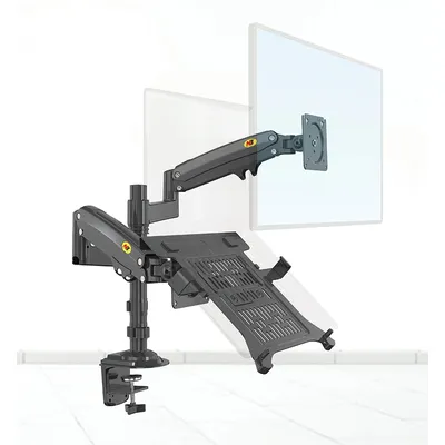 Desktop NB H180- FP Gas Spring Dual Arm for 17"-27" Monitor Holder + 10"-17" Laptop Support Air