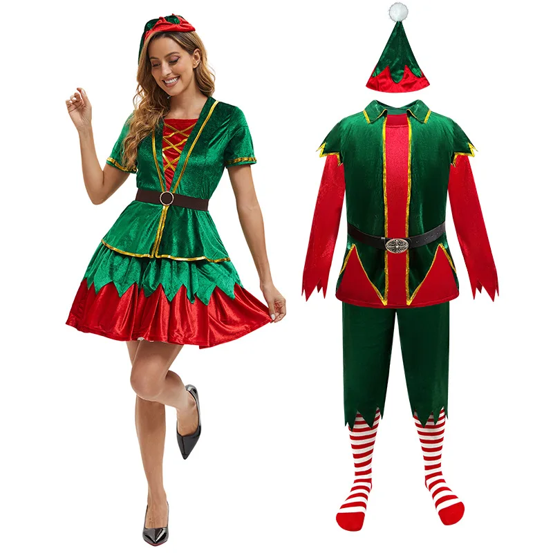 [Du bist mein Geheimnis] Grüne Elfe Cosplay-Kostüm für Erwachsene Männer Frauen Weihnachtskostüm Kostüm Weihnachtsfeier Cosplay-Kleidungssets Image