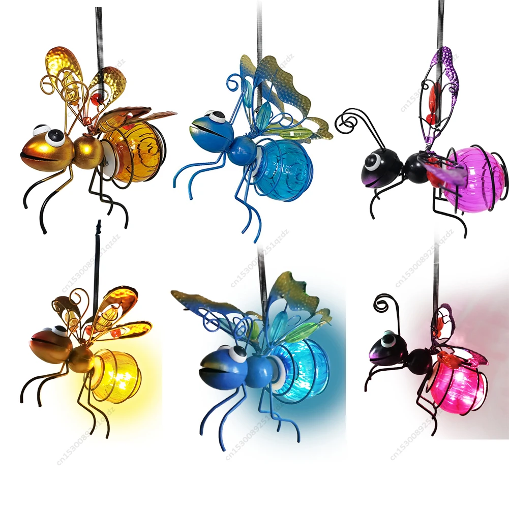 Solar hängende Biene Licht Metall Fee fliegende Insekten Lampe außerhalb Garten wanze Licht Metall Insekten statue Ornament für Hinterhof Veranda Image
