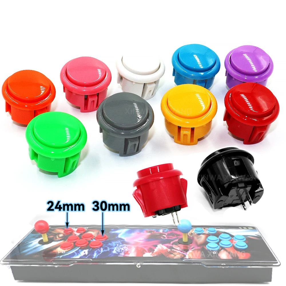 10Pcs 24mm 30mm Arcade Push Button Mikroschalter Für Kopie Sanwa Hitbox Controller Neo Geo Schalter USB PS4 stick Konsole Spiel DIY Image