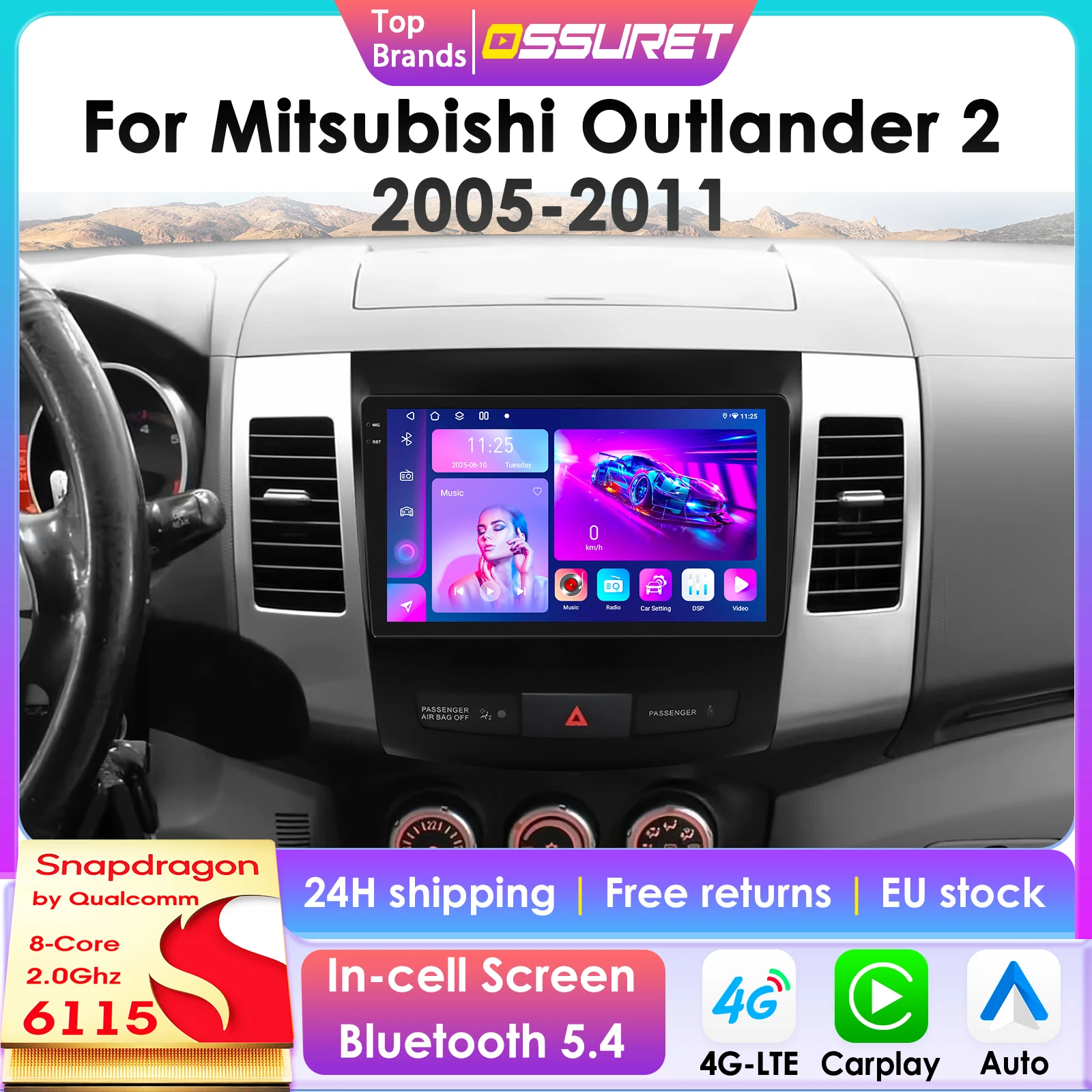 360 Kamera 2din Android 13 Auto Multimedia GPS Autoradio für Mitsubishi Outlander XL2 2013-2017 für Citroen C-Crosser 4g Carplay Image