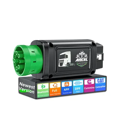 ANCEL HD100 Bluetooth Diesel Heavy Duty Truck for Cummins Caterpillar Scanner 9/16 Pin All System