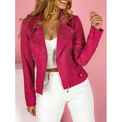 Per donna Giacca bomber Giacca sportiva Esterno Strada Giornaliero Autunno Inverno Corto Cappotto Standard Tenere al caldo Traspirante Contemporaneo Moda Giacca Manica lunga Tinta unica Con tasche