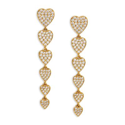 Nadri Real Love Pave Heart Linear Drop Earrings in 18K Gold Plated - Gold