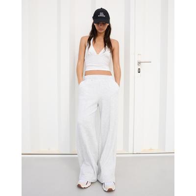 Bershka Wide Leg Plush Trousers Women L Grey