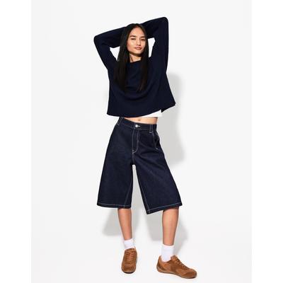 Bershka Round Neck Sweater Women L Blue