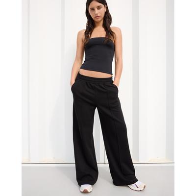Bershka Wide Leg Plush Trousers Women Xs Black