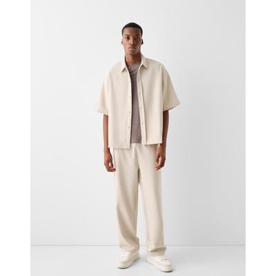 Bershka Tailored Jogging Trousers Men L Sand