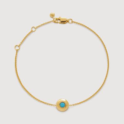 Gold December Birthstone Chain Bracelet Turquoise