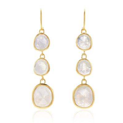 Gold Siren Wire Cocktail Earrings Moonstone
