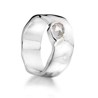Siren White Topaz Wide Band, Sterling Silver