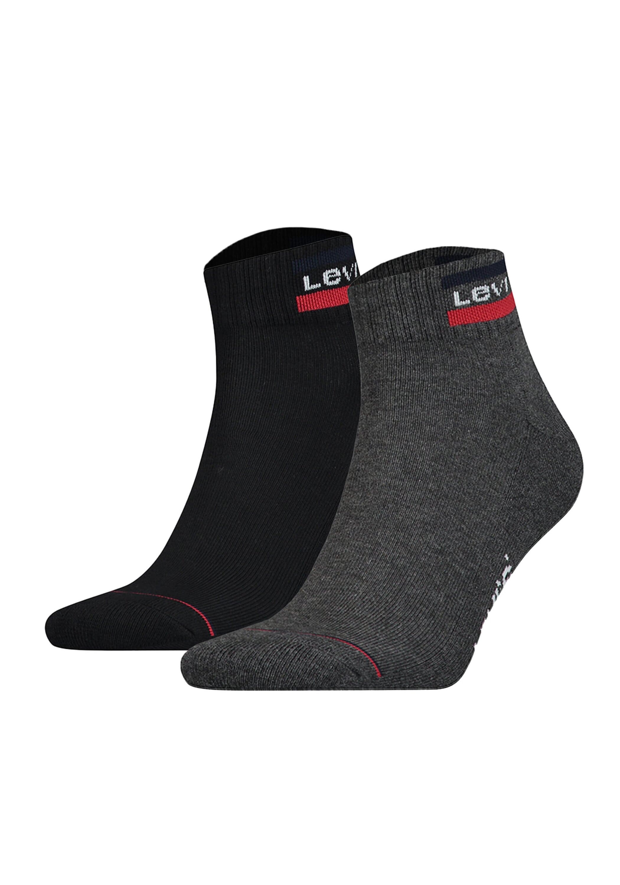 Kurzsocken LEVI'S "Socken 2er Pack", Herren, Gr. 39-42, schwarz (schwarz, grau), Obermaterial: 83% Baumwolle CO. 15% Polyamid PA. 2% Elasthan EL., Socken