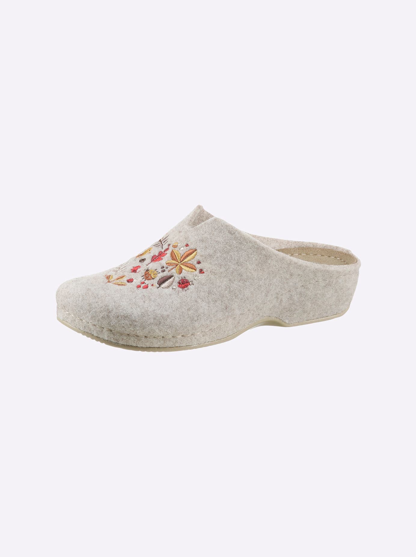 Pantoffel WALDLÄUFER, Damen, Gr. 39, beige, Filz, Schuhe Hausschuh Pantoffeln