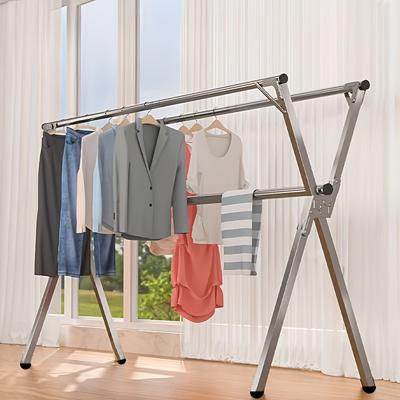 TEMU Foldable Clothes Hanger. Anti-tipping Floor Clothes Hanger, Foldable, Retractable Clothes Hanger, Thickened Material Clothes Hanger