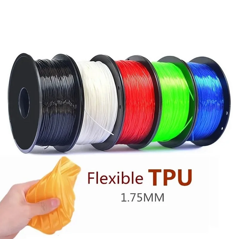 3D-Druck flexibles Filament TPU 1 kg Filamento 1,75 mm Filament 250 g Regenbogenfilament leuchtende 3D-Druckmaterialien weiß schwarz Image