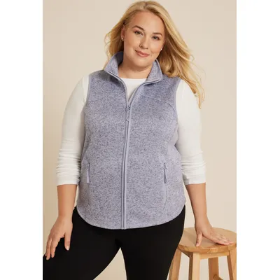 Maurices Plus Size Women's Lightweight Full Zip Fleece Vest Blue Size 1X