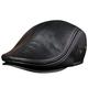 SYXSM Men's Leather Flat Cap,leather hat, Newsboy Cap, leather newsboy hat, Ivy Hats,Warm Ear Protection Cap,100% Genuine Leather hat Leisure,black,M