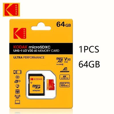 TEMU Kodak 1pc Micro Sd Card Tf Memory Card With Adapter 32gb Hc 64gb 128gbmemory Cardxc Memory Card C10 A1 Tf Flash Card Cartao De Memoria Image