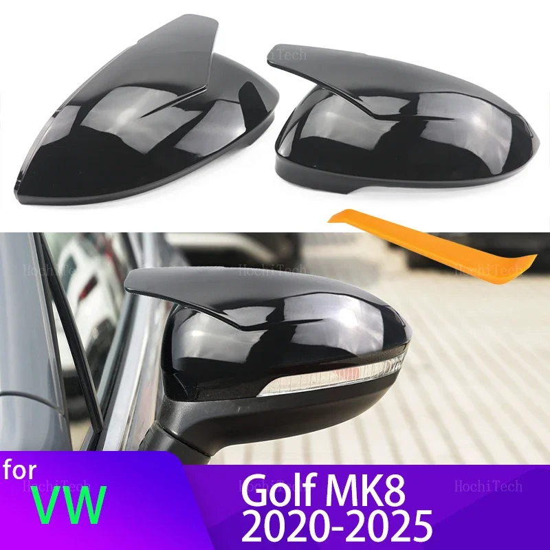 Sport Horn Look schwarz Rückspiegel Abdeckung Seitens piegel Kappe Zubehör für Volkswagen VW Golf 8 mk8 viii 8r r gti gte gtd 20-25 Image