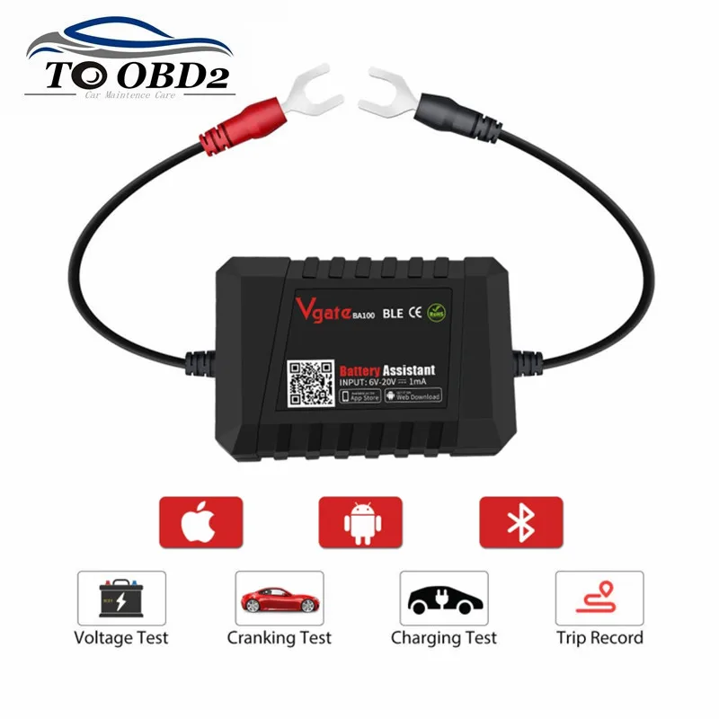 Vgate ba100 6 ~ 20v Batterie tester funktioniert über Bluetooth 4,0 Telefon App Echtzeit überwachung Spannung & Gesundheit Batterie Assiantant Image