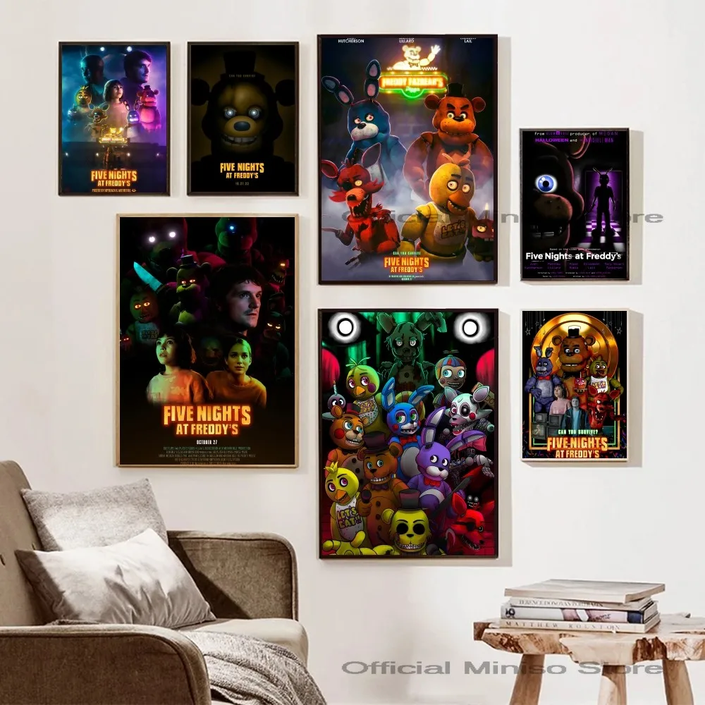 1pc fnaf fünf Nächte im Freien Anime Poster selbst klebende Kunst wasserdichten Papier Aufkleber Kaffeehaus Bar Zimmer Wand dekoration Image